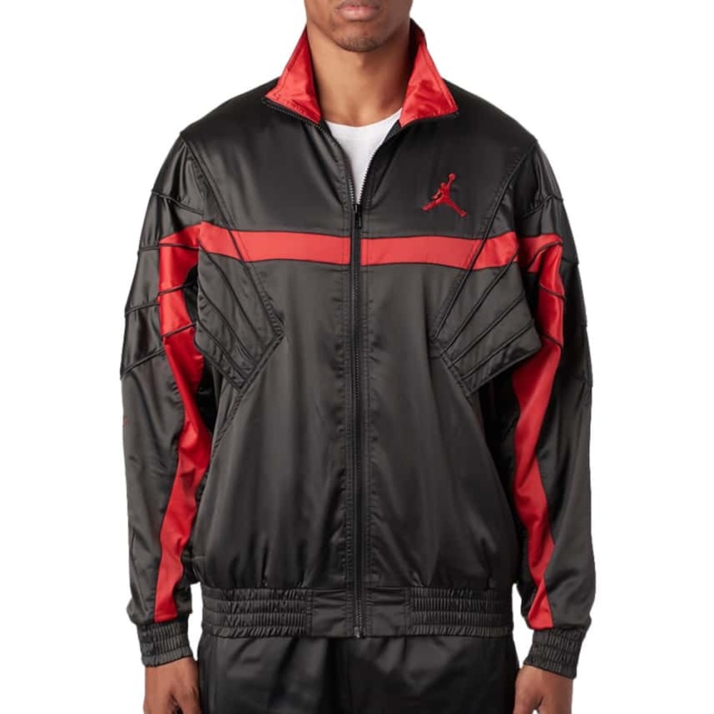 Air Jordan Satin Jacket Black Red JE16 - Picture 2 of 8